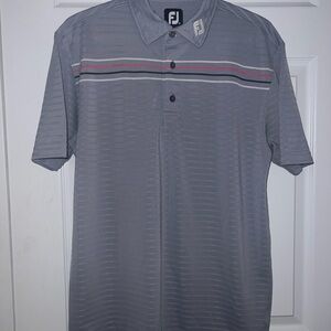 FootJoy Gray and Red Performance Polo Shirt